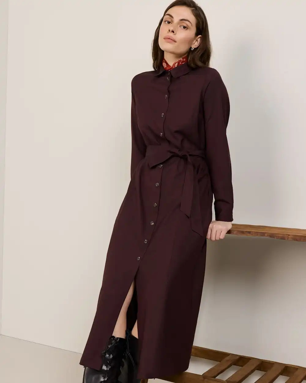 WOMEN'S WORSTED WOOL SHIRT DRESS