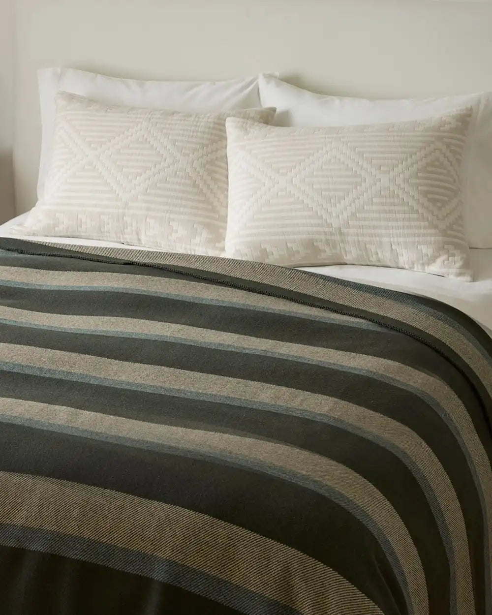 ECO-WISE WOOL PLAID/STRIPE BLANKET