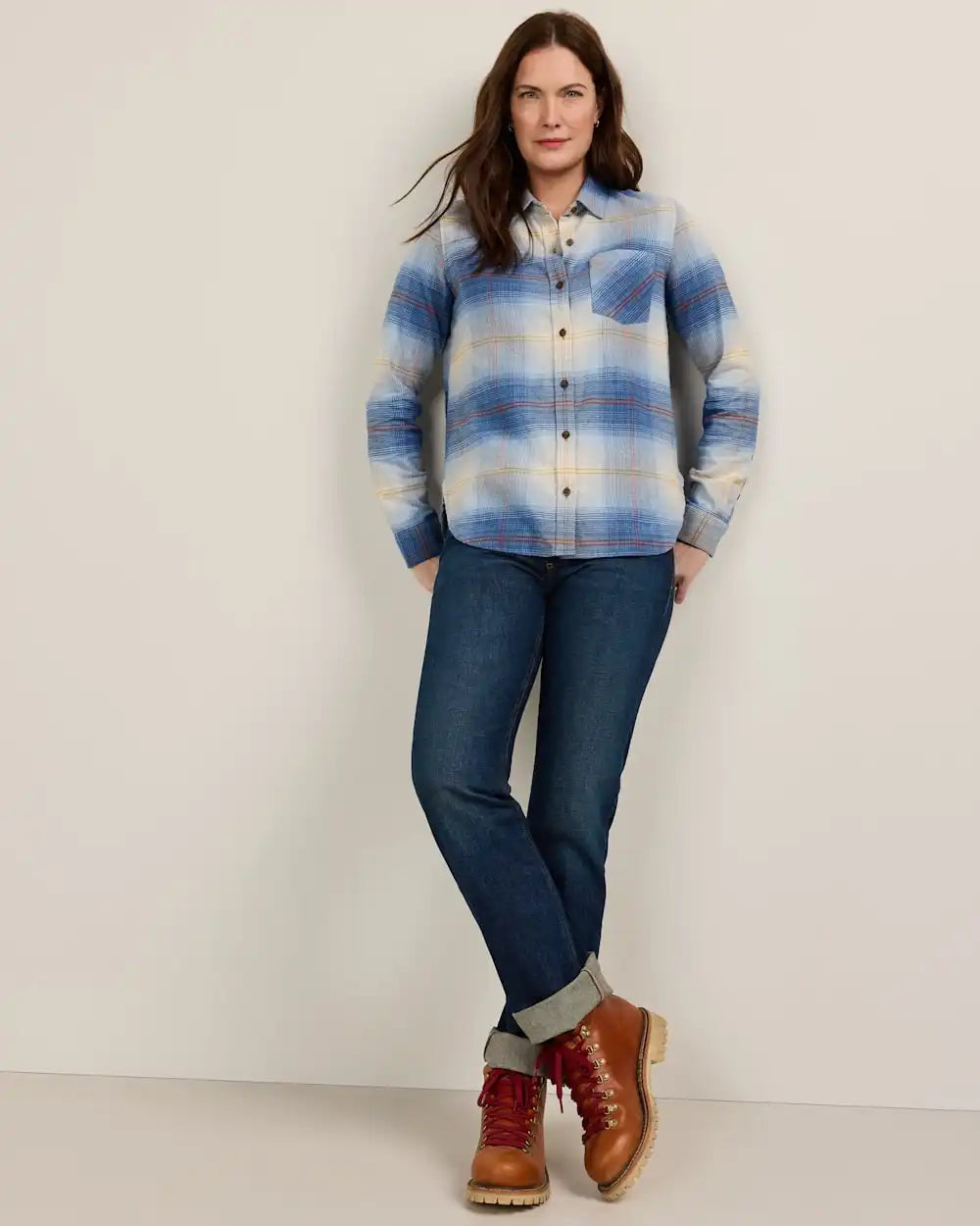 WOMEN'S PLAID COTTON FLANNEL RELAXED SHIRT
