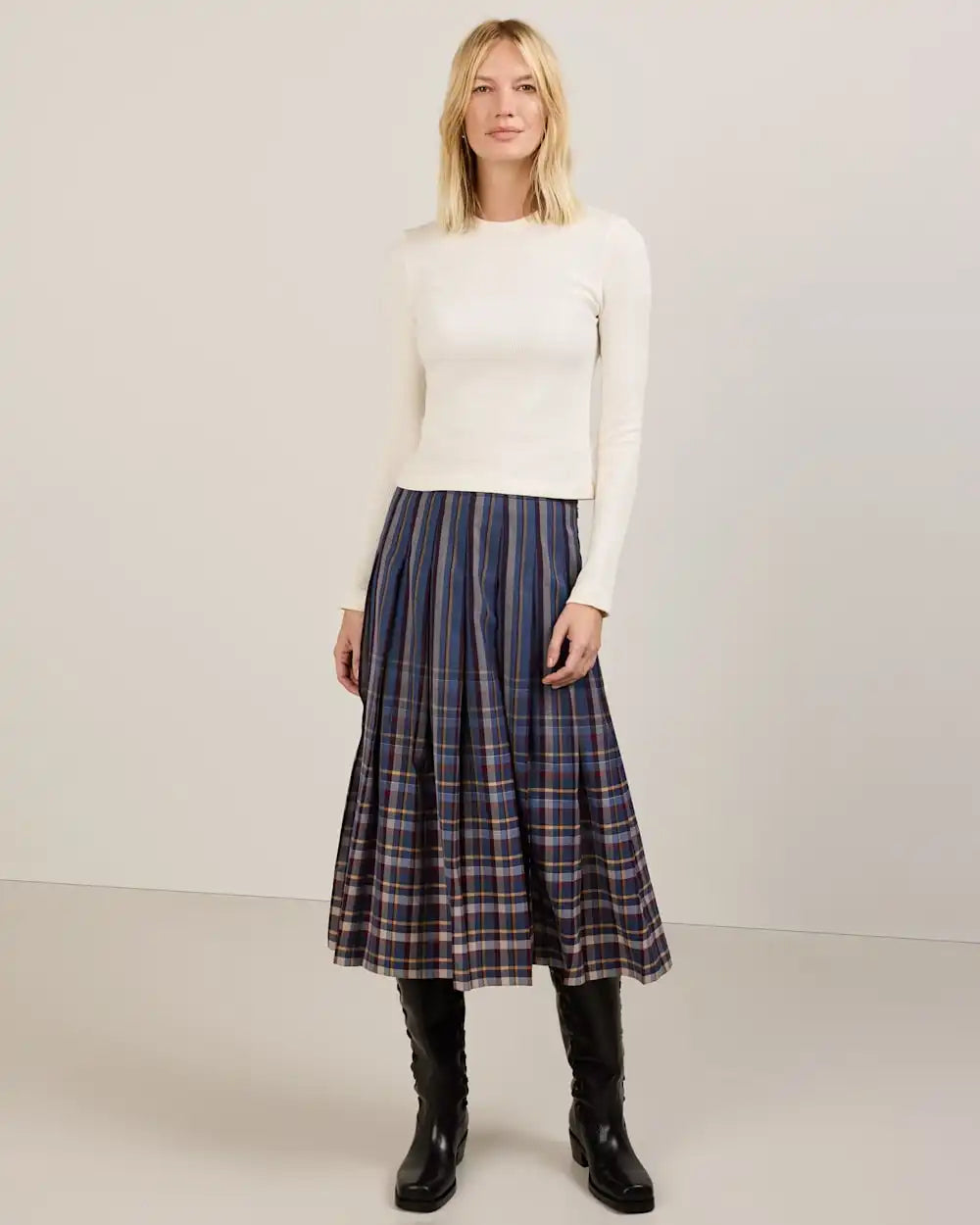 WOMEN'S WORSTED WOOL PLEATED SKIRT