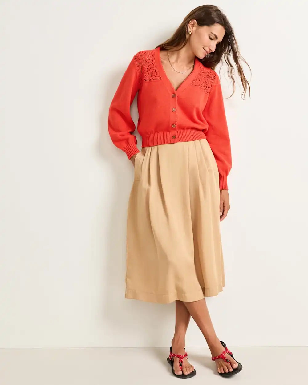 WOMEN'S CROCHET COTTON CARDIGAN