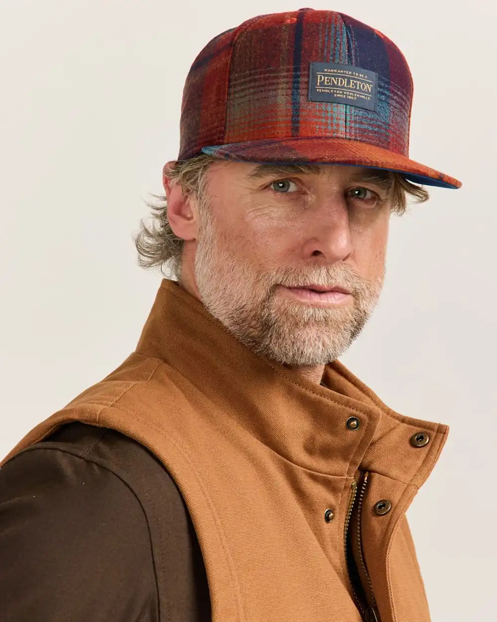 PLAID FLAT BRIM HAT