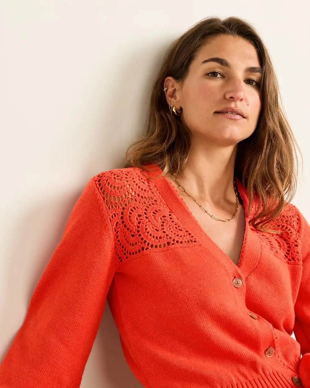 WOMEN'S CROCHET COTTON CARDIGAN