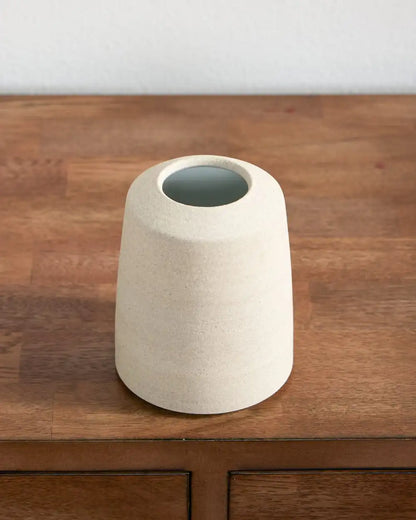 HANDMADE STONEWARE & WOOD BUD VASE