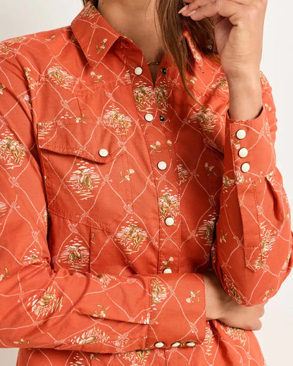 WOMEN'S COWGIRL LATTICE GAMBLER SHIRT DRESS