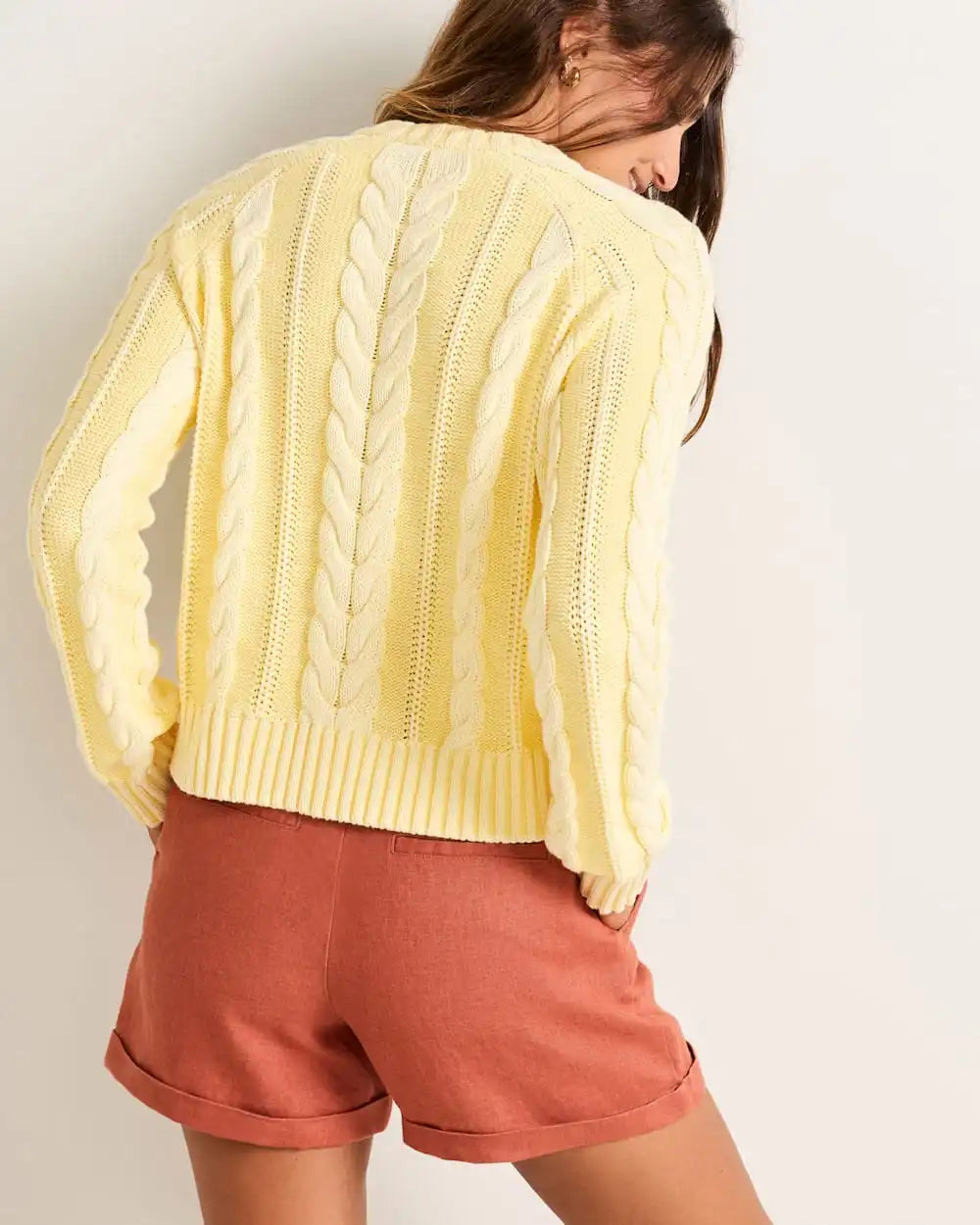 WOMEN'S COTTON CABLE SWEATER