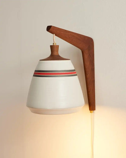 HANDMADE STONEWARE & WOOD SCONCE