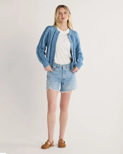 WOMEN'S COTTON CABLE CARDIGAN