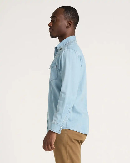 MEN'S SALMON EMBROIDERED DENIM GAMBLER SHIRT