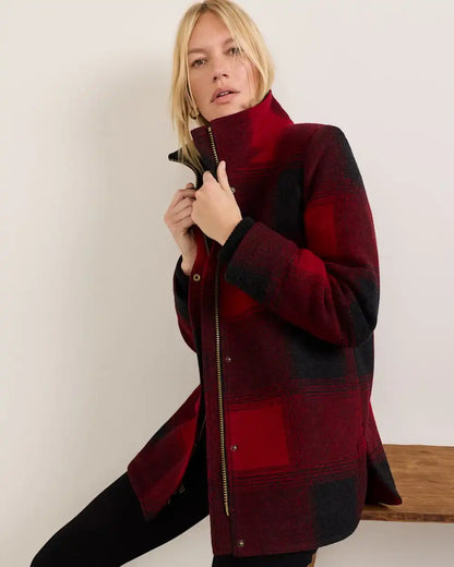 WOMEN'S PLAID WOOL COAT
