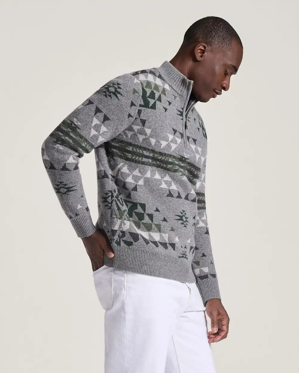 MEN'S AUTUMN BIRCH LAMBSWOOL QUARTER-ZIP SWEATER