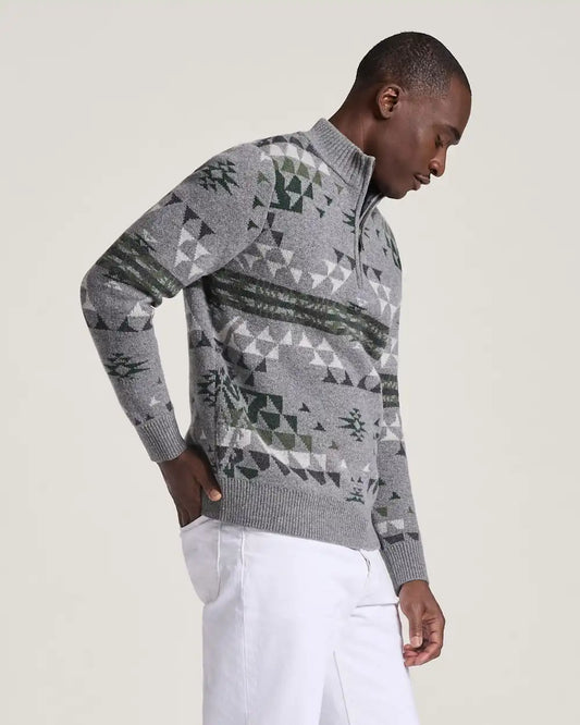 MEN'S AUTUMN BIRCH LAMBSWOOL QUARTER-ZIP SWEATER