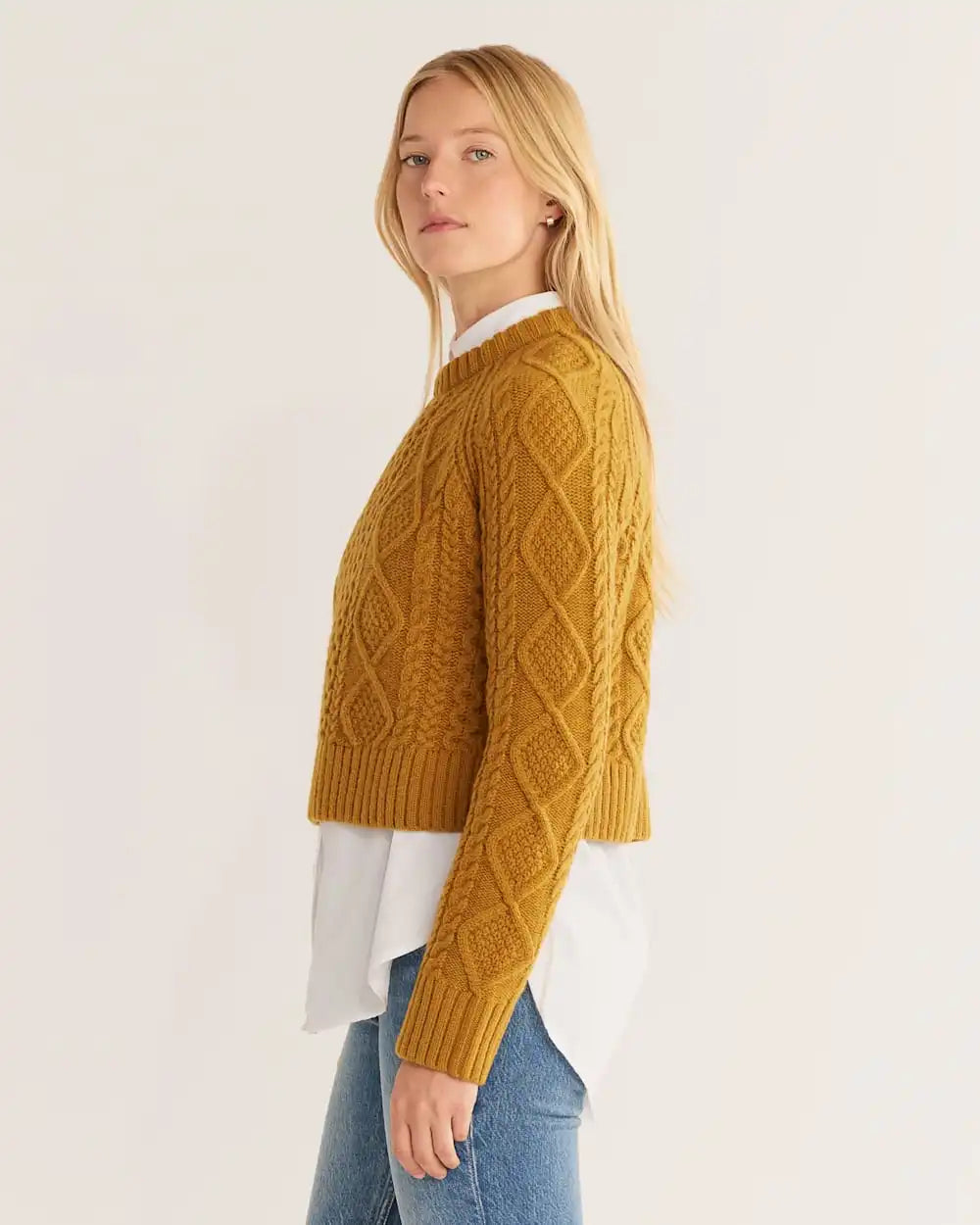 WOMEN'S SHETLAND COLLECTION FISHERMAN SWEATER