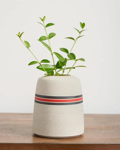 HANDMADE STONEWARE & WOOD BUD VASE