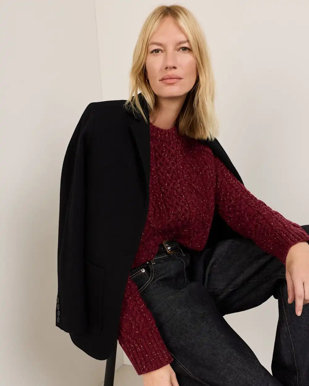 WOMEN'S FISHERMAN DONEGAL WOOL SWEATER