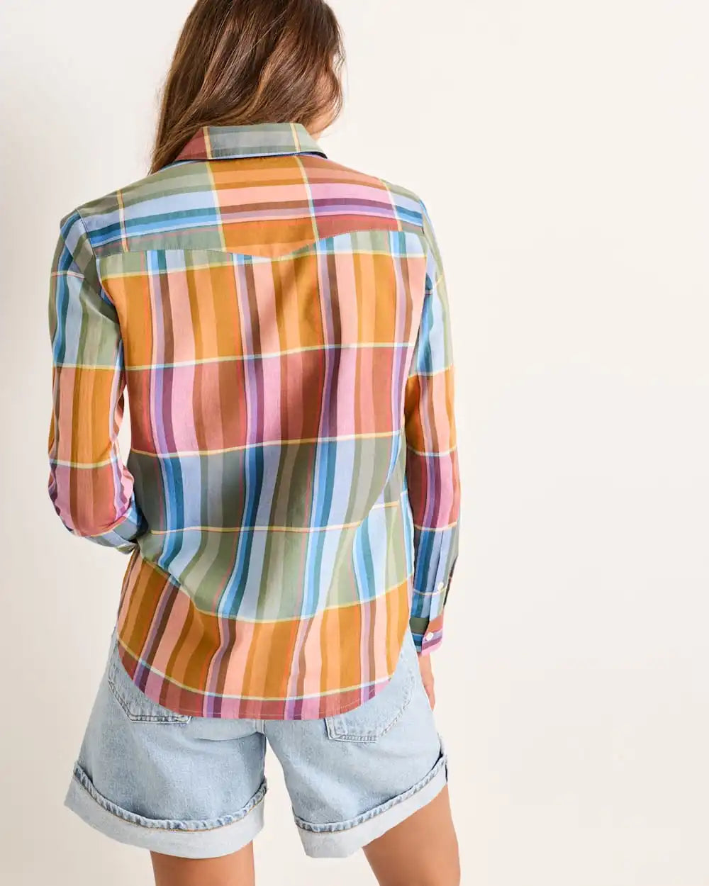 WOMEN'S PLAID PERFECT ONE POCKET PLAID SHIRT