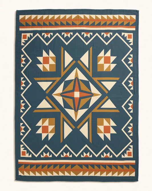 QUILTED STAR COTTON MATELASSE COVERLET