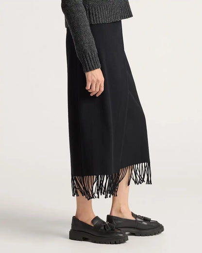 WOMEN'S WOOL FRINGED WRAP SKIRT