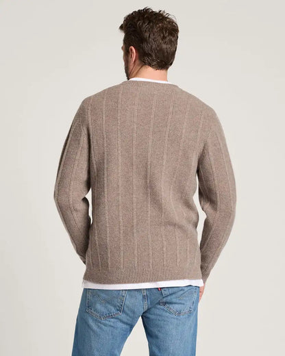 MEN'S MIXED STITCH MERINO V-NECK SWEATER