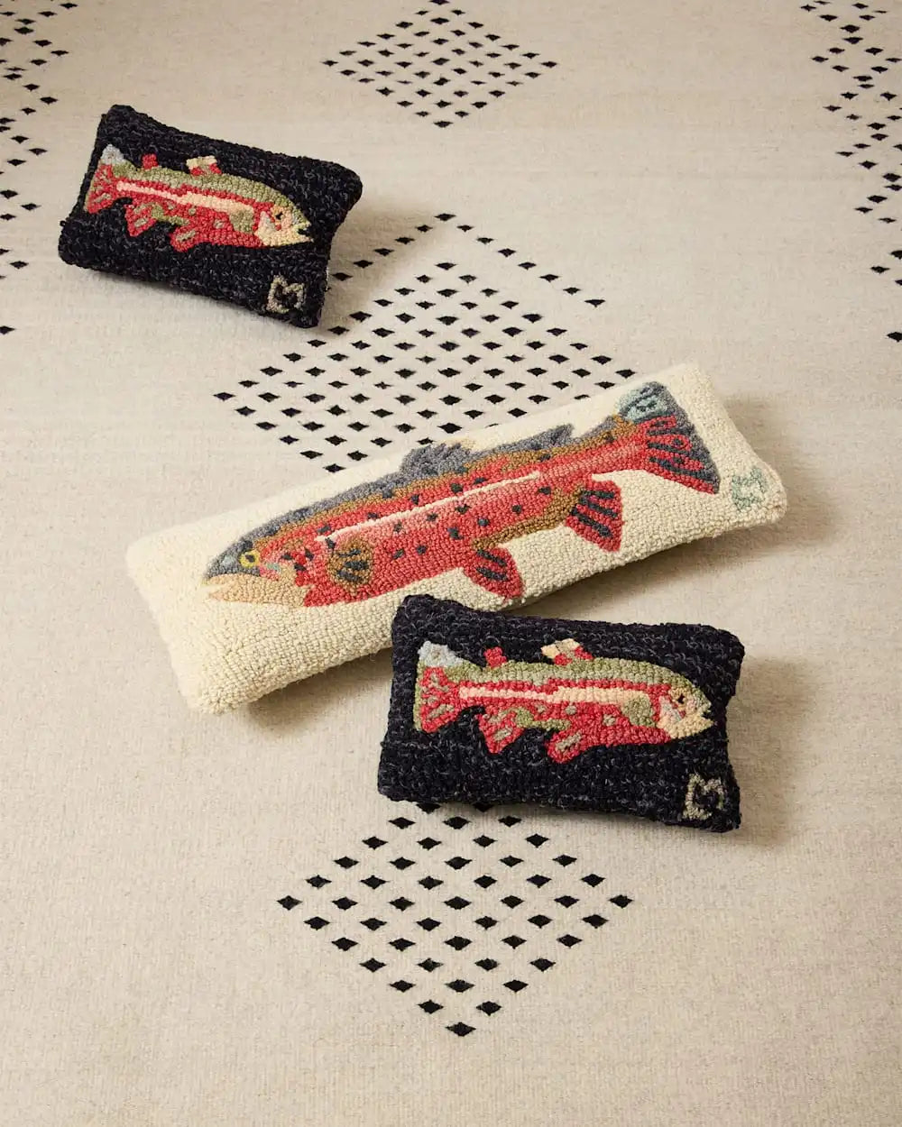 TROUT HOOKED SMALL LUMBAR PILLOW