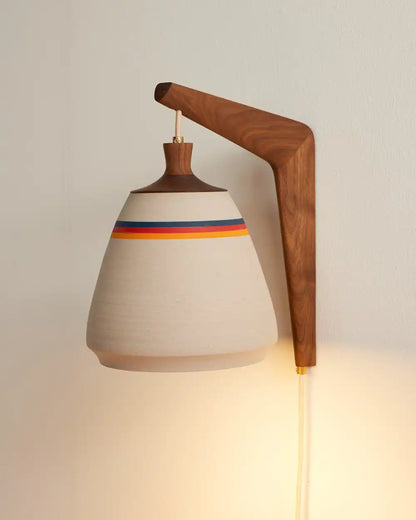 HANDMADE STONEWARE & WOOD SCONCE