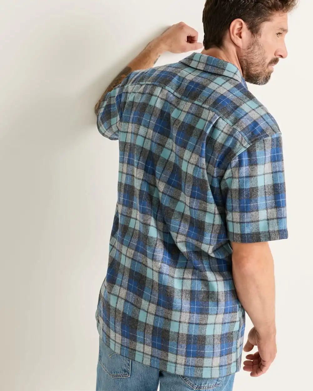 MEN'S SHORT-SLEEVE PLAID BOARD SHIRT