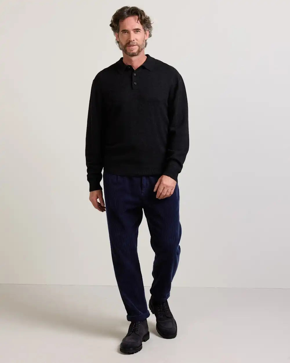 MEN'S MERINO POLO SWEATER