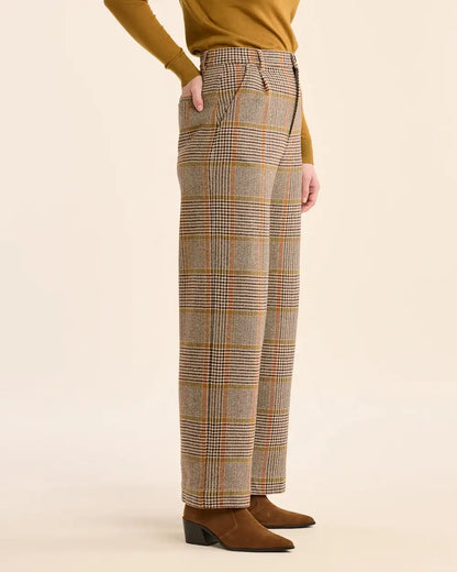 WOMEN'S GLEN PLAID WOOL TROUSERS