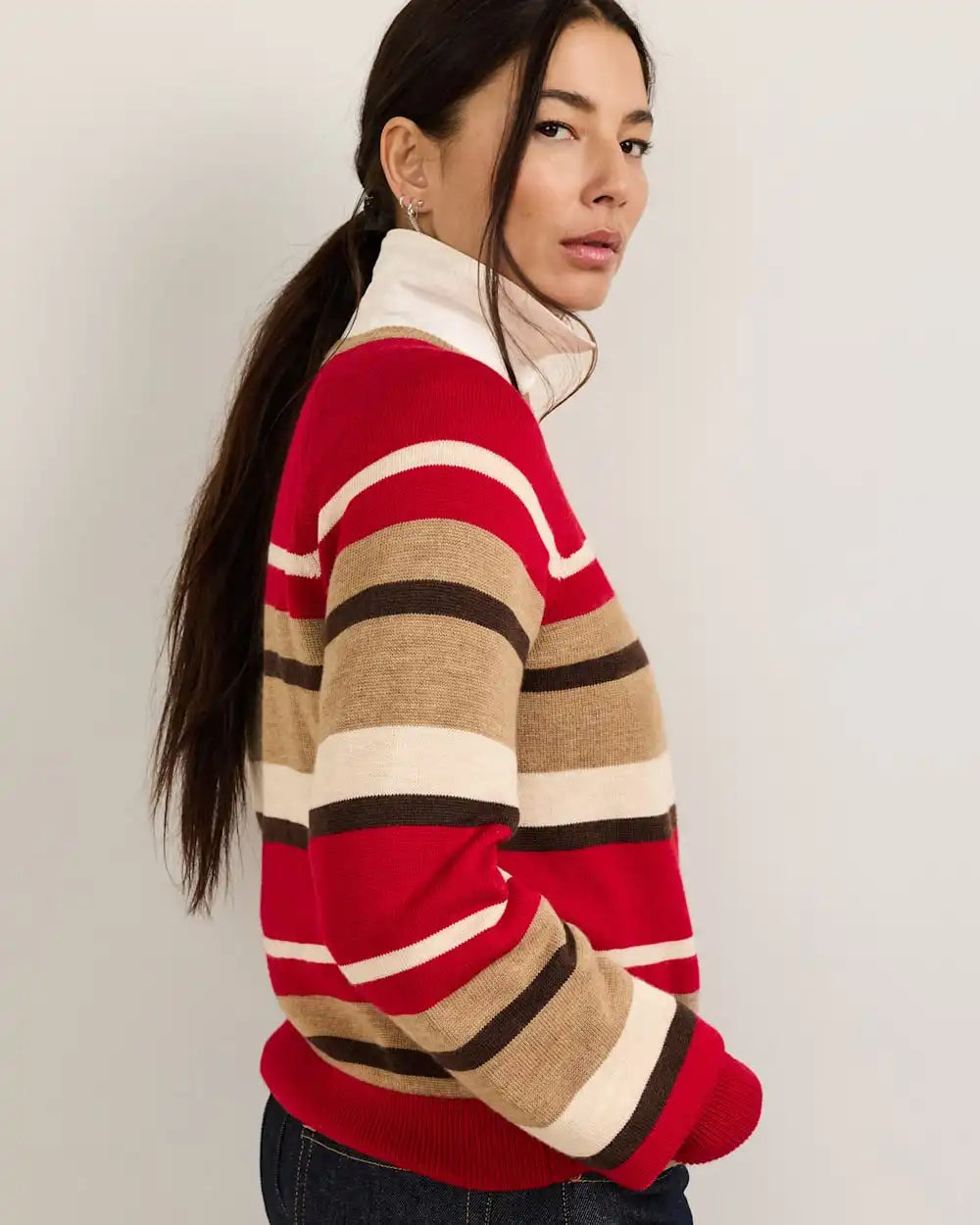 WOMEN'S MERINO MULTI STRIPE SWEATER
