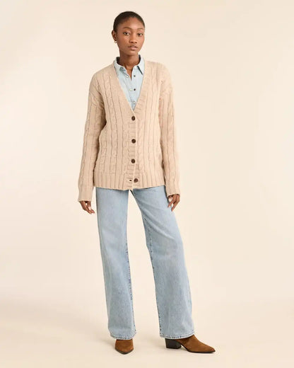 WOMEN'S SHETLAND COLLECTION FISHERMAN CARDIGAN
