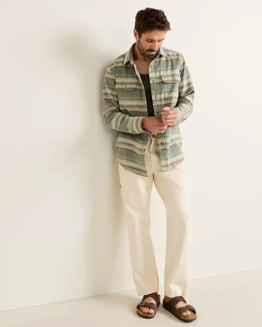 MEN'S STRIPE BEACH SHACK COTTON SHIRT