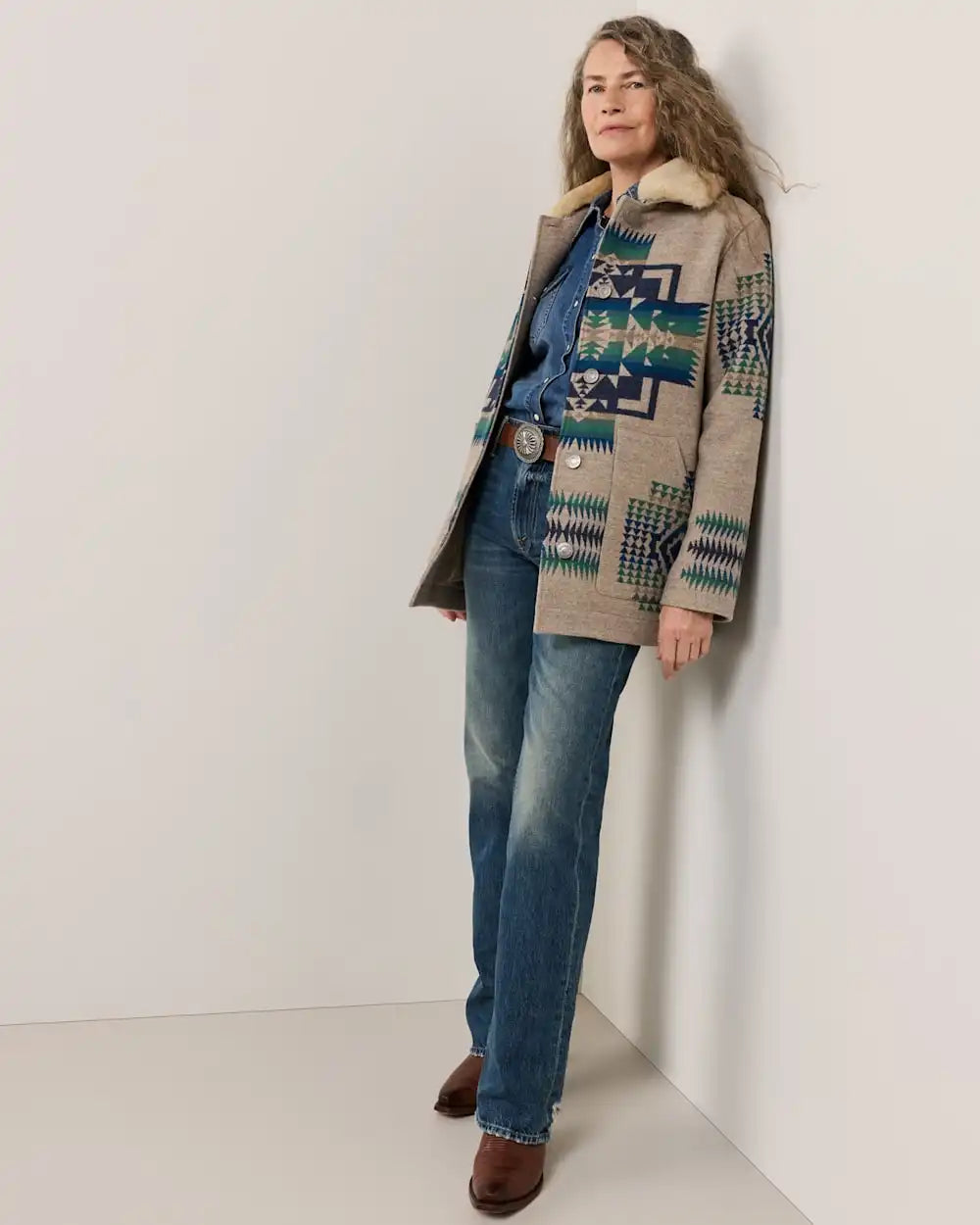 WOMEN'S BROWNSVILLE SHEARLING COLLAR WOOL COAT