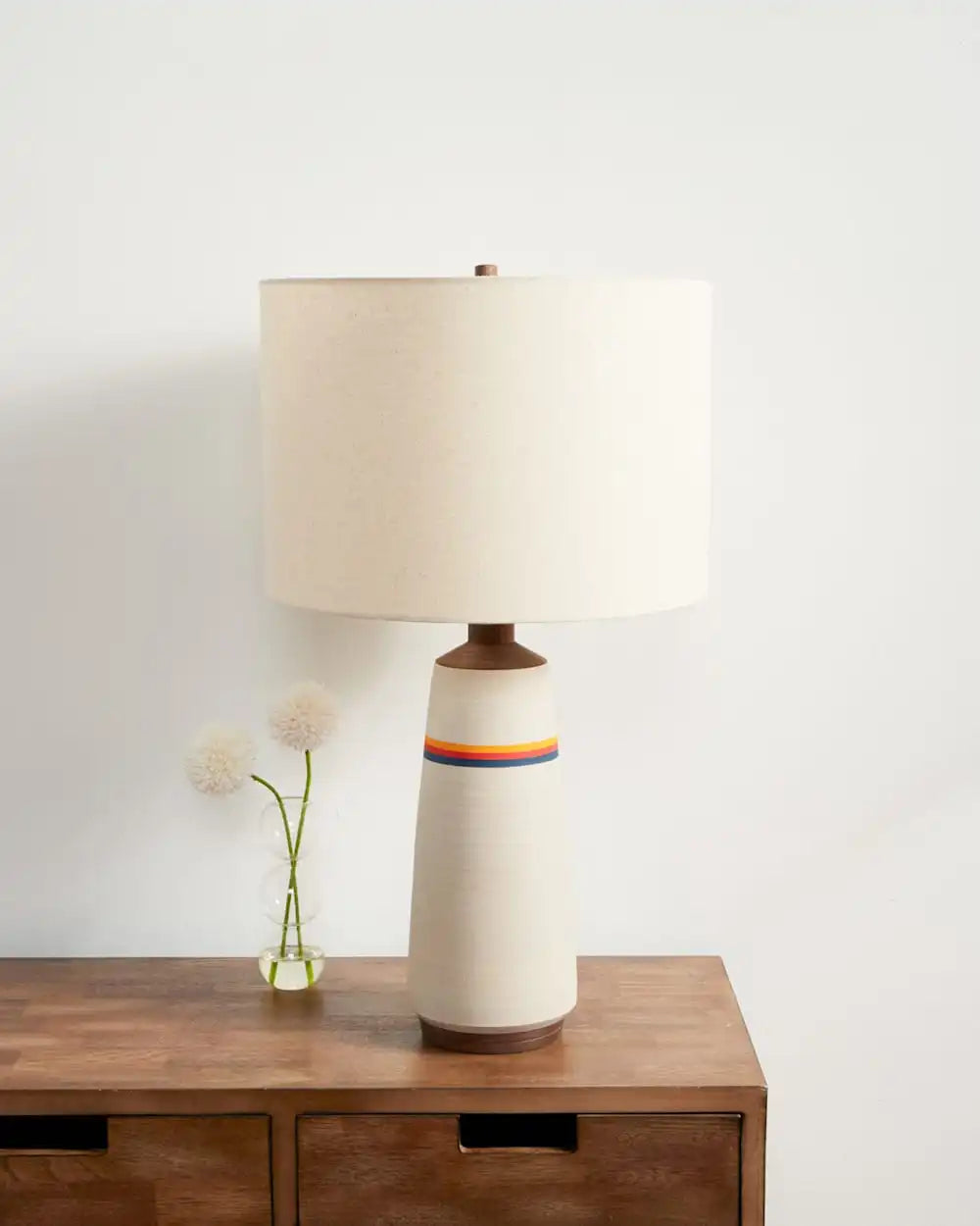 HANDMADE STONEWARE & WOOD TABLE LAMP