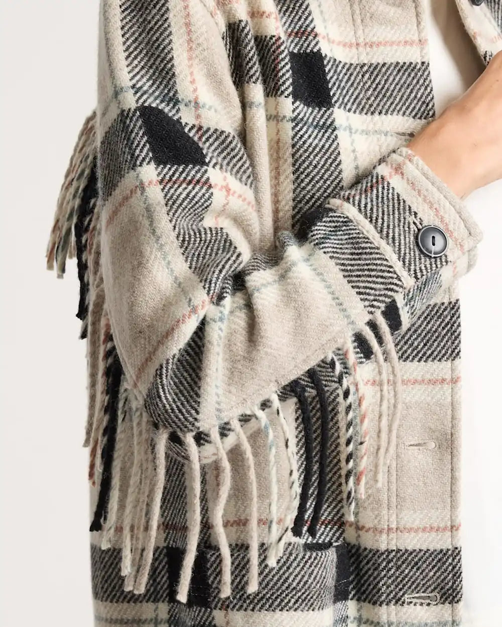 WOMEN'S PLAID JOLENE WOOL FRINGED JACKET