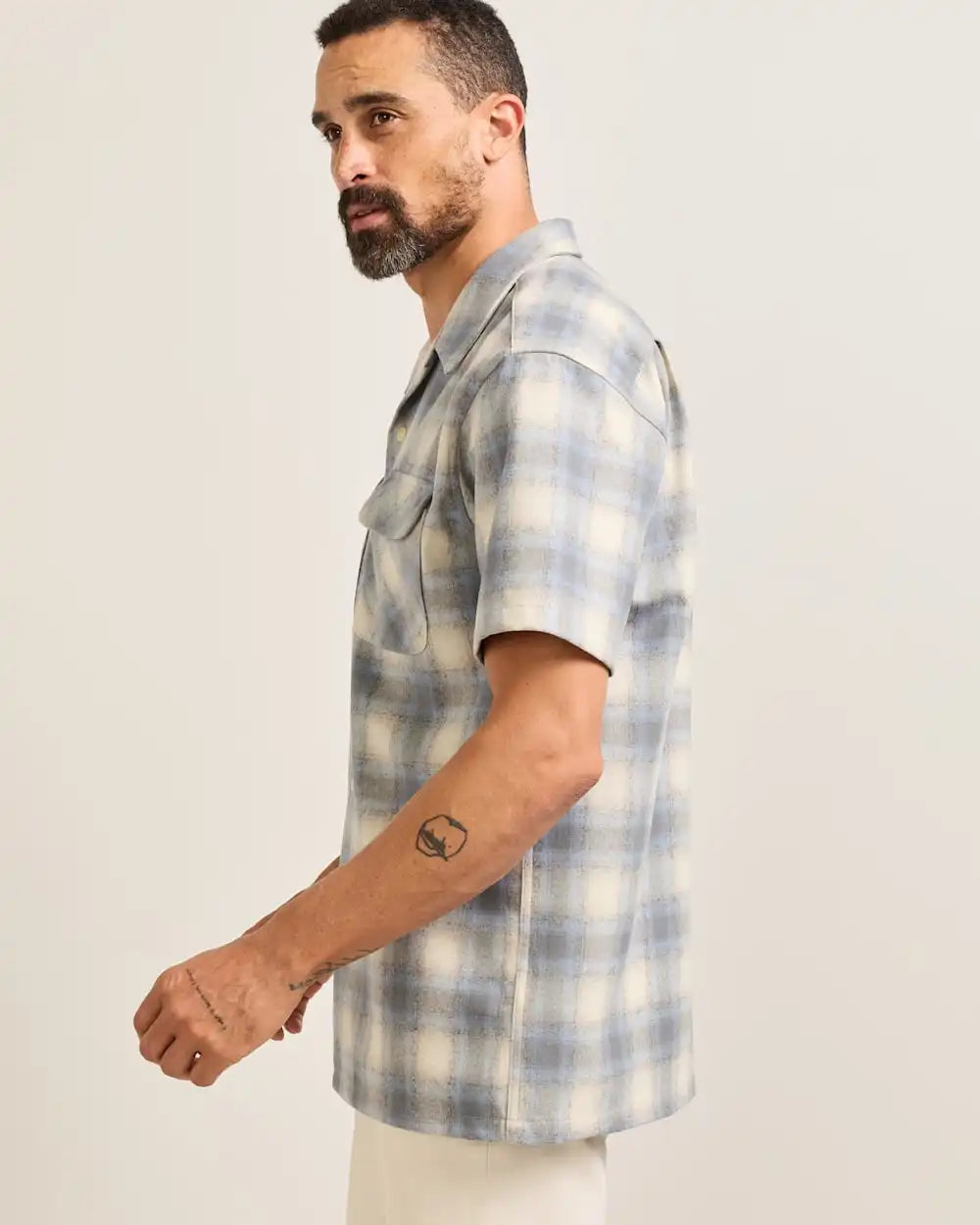 MEN'S SHORT-SLEEVE PLAID BOARD SHIRT