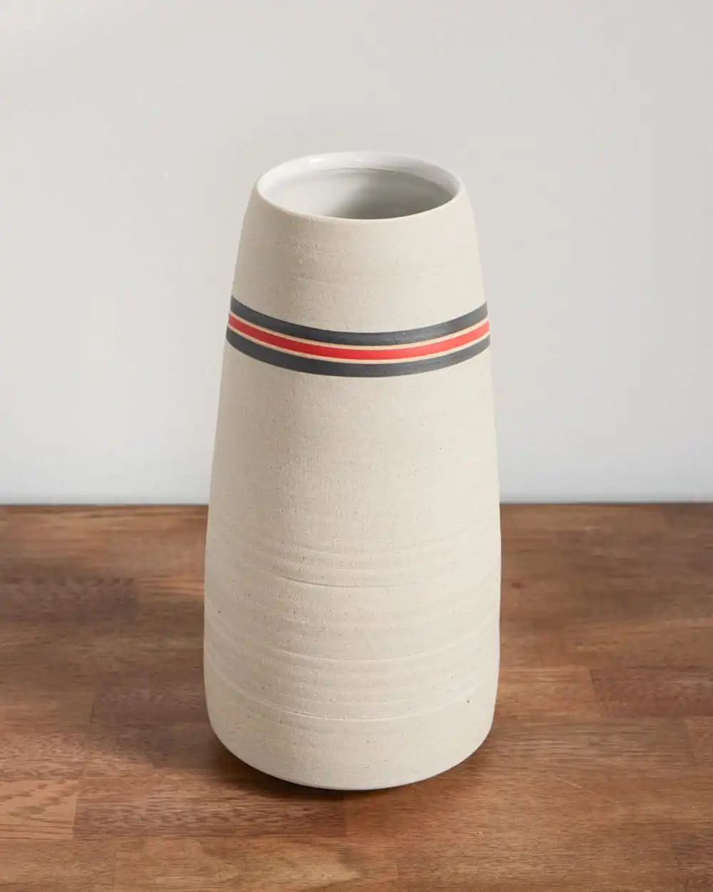 HANDMADE STONEWARE & WOOD STEM VASE
