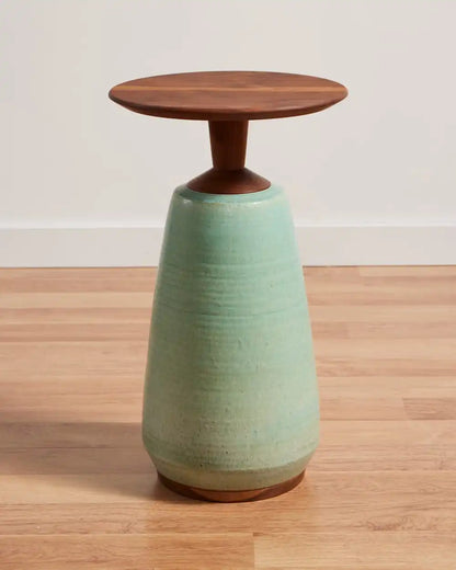 HANDMADE STONEWARE & WOOD COCKTAIL TABLE