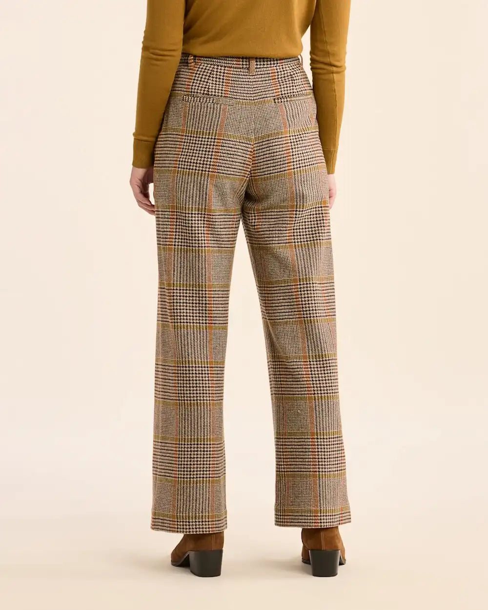 WOMEN'S GLEN PLAID WOOL TROUSERS