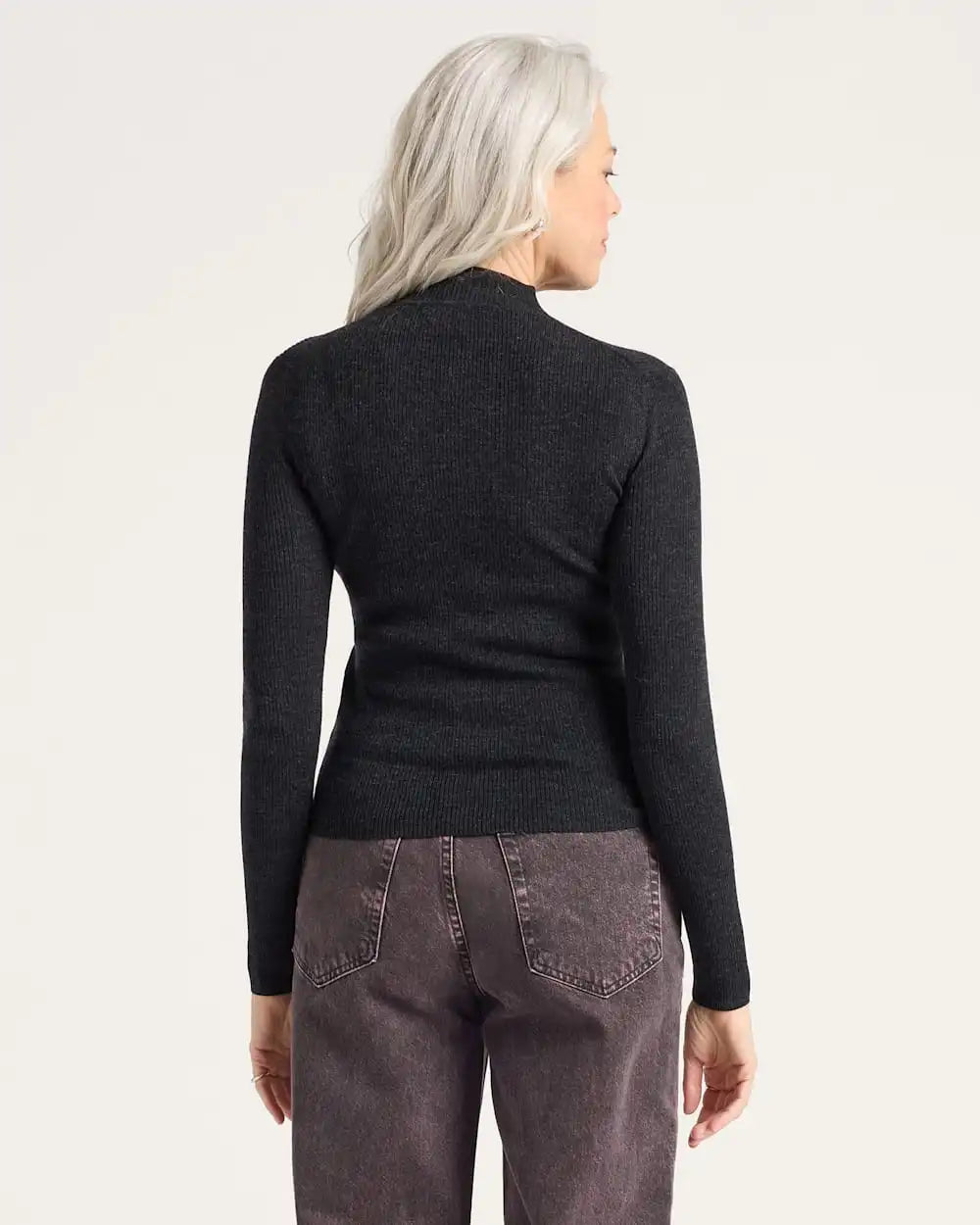 WOMEN'S RIB MERINO MOCKNECK