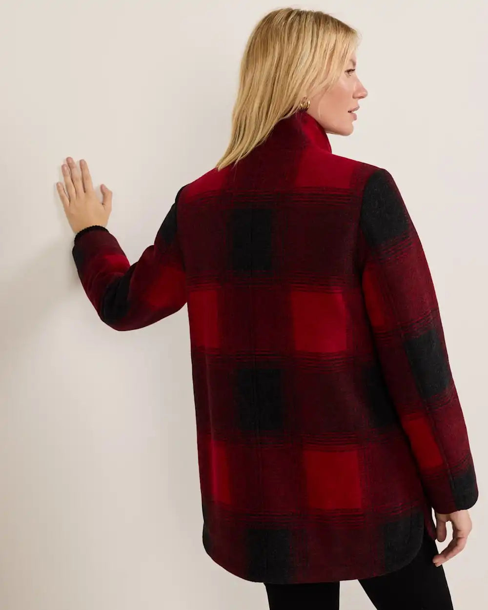 WOMEN'S PLAID WOOL COAT
