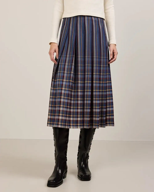 WOMEN'S WORSTED WOOL PLEATED SKIRT