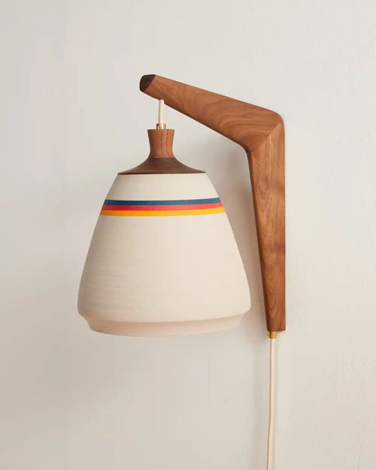 HANDMADE STONEWARE & WOOD SCONCE