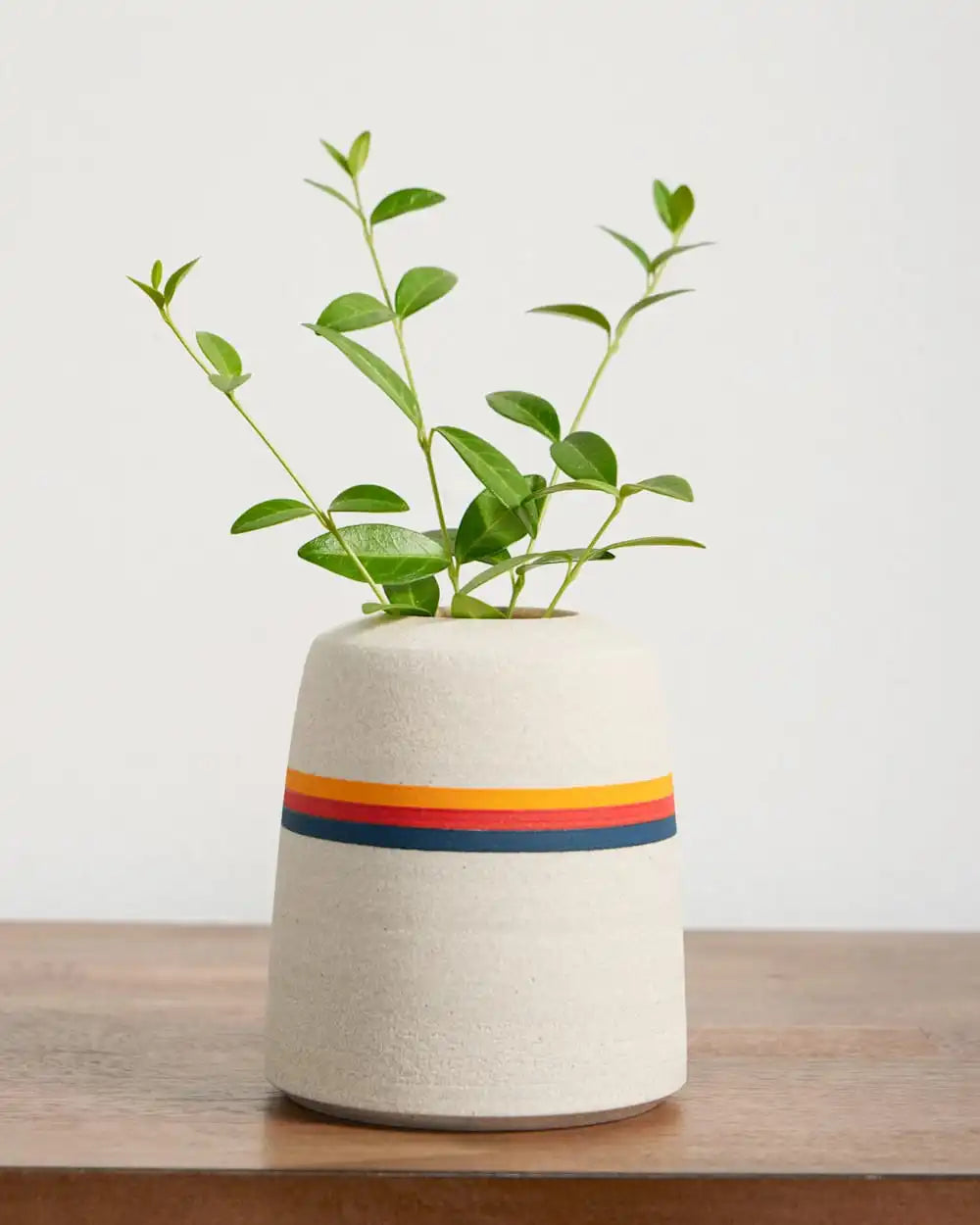 HANDMADE STONEWARE & WOOD BUD VASE