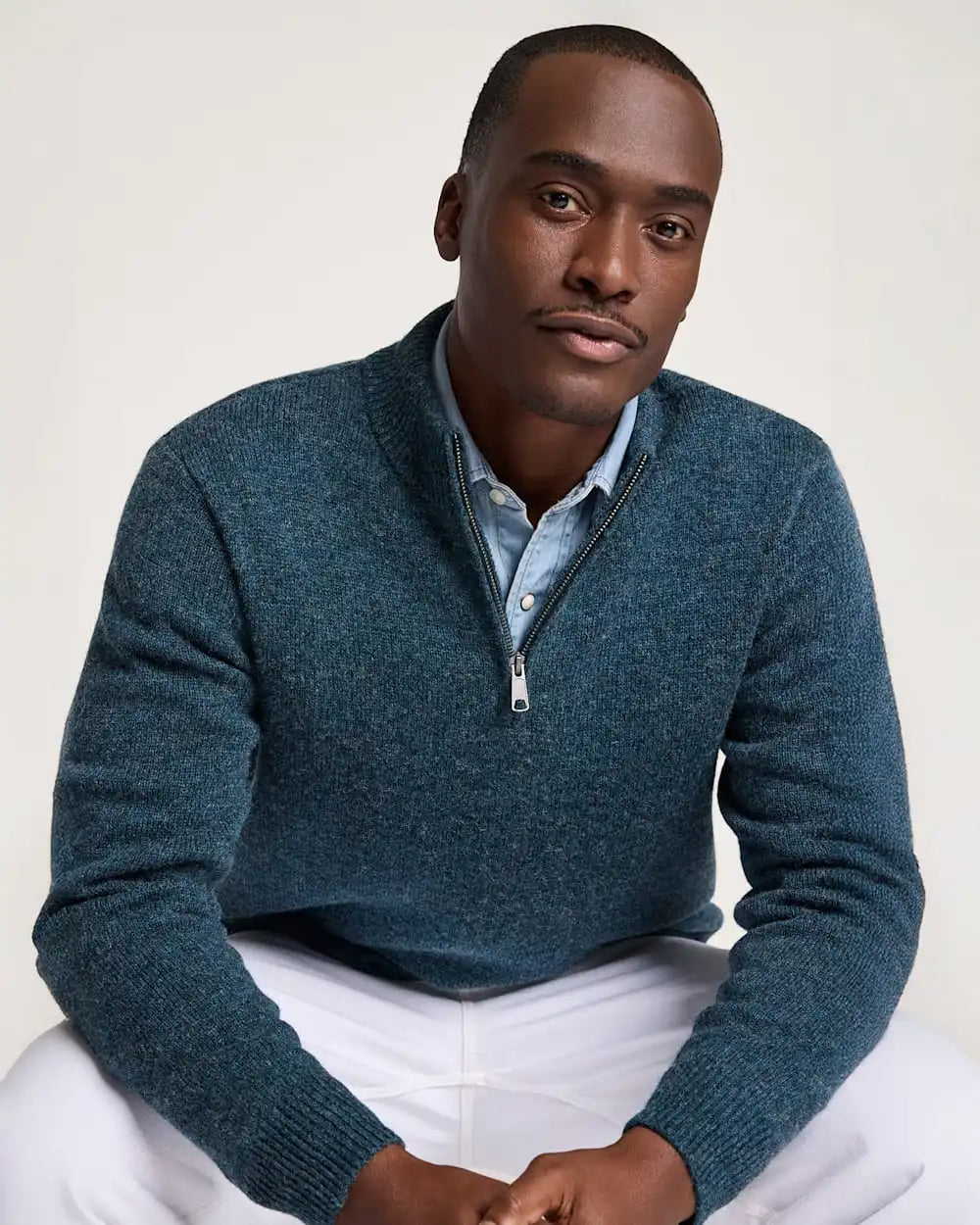 MEN'S SHETLAND COLLECTION QUARTER-ZIP SWEATER