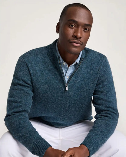 MEN'S SHETLAND COLLECTION QUARTER-ZIP SWEATER