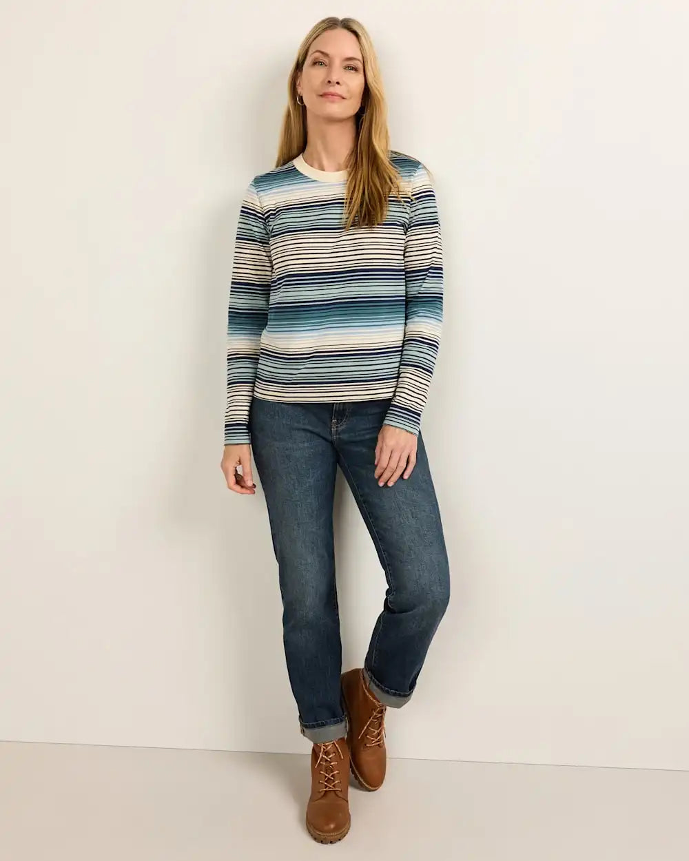 WOMEN'S LONG-SLEEVE STRIPE DESCHUTES TEE