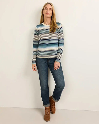 WOMEN'S LONG-SLEEVE STRIPE DESCHUTES TEE