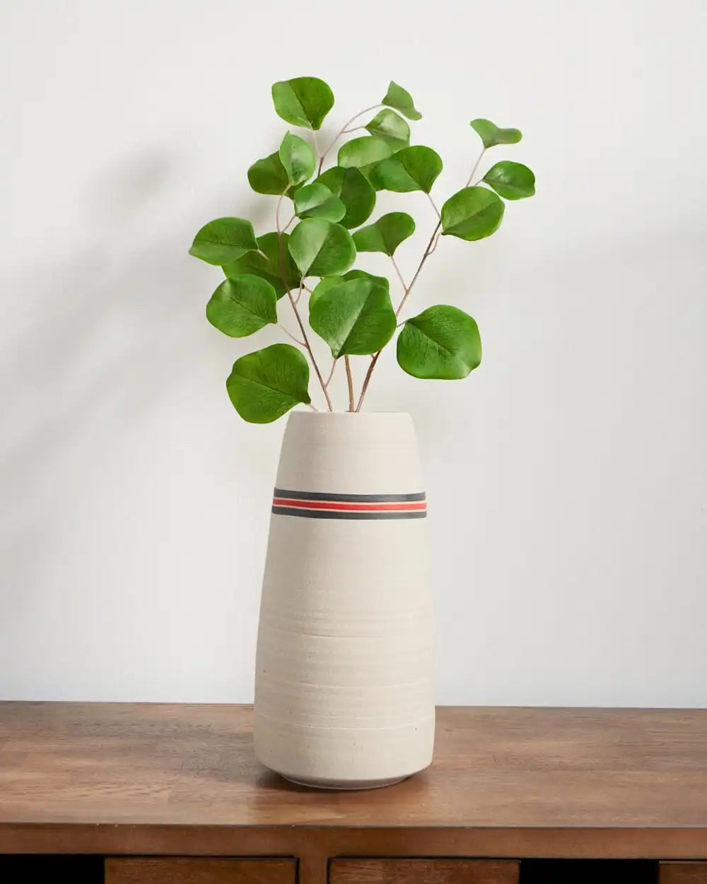 HANDMADE STONEWARE & WOOD STEM VASE