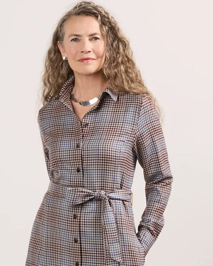 WOMEN'S PLAID WORSTED WOOL SHIRT DRESS