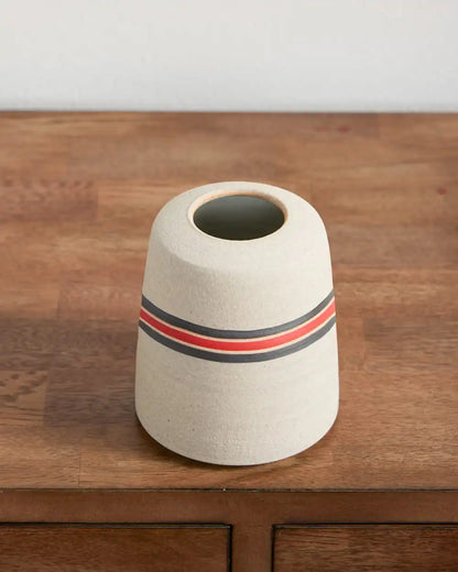HANDMADE STONEWARE & WOOD BUD VASE